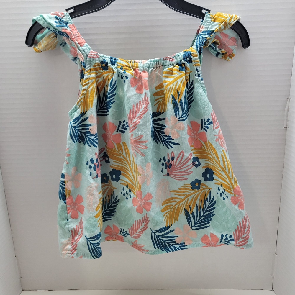 Jumping Beans Girls Tropical Floral Ruffle Top Size 5 Summer